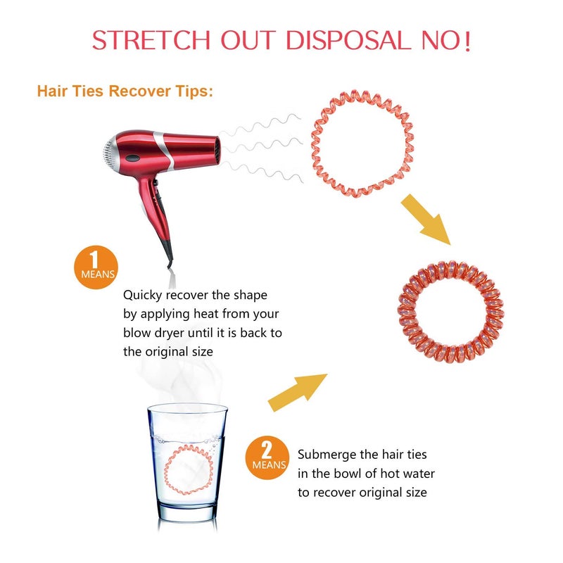 SIADEE 10Pcs Spiral Hair Ties No Crease For Women Girls, Elastic Coil Hair Ties For Thick Hair, Phone Cord Hair Ties Waterproof, Hair Coils, Key Chain Hair Ties, Colorful Ponytail Holder For Children - Image 5